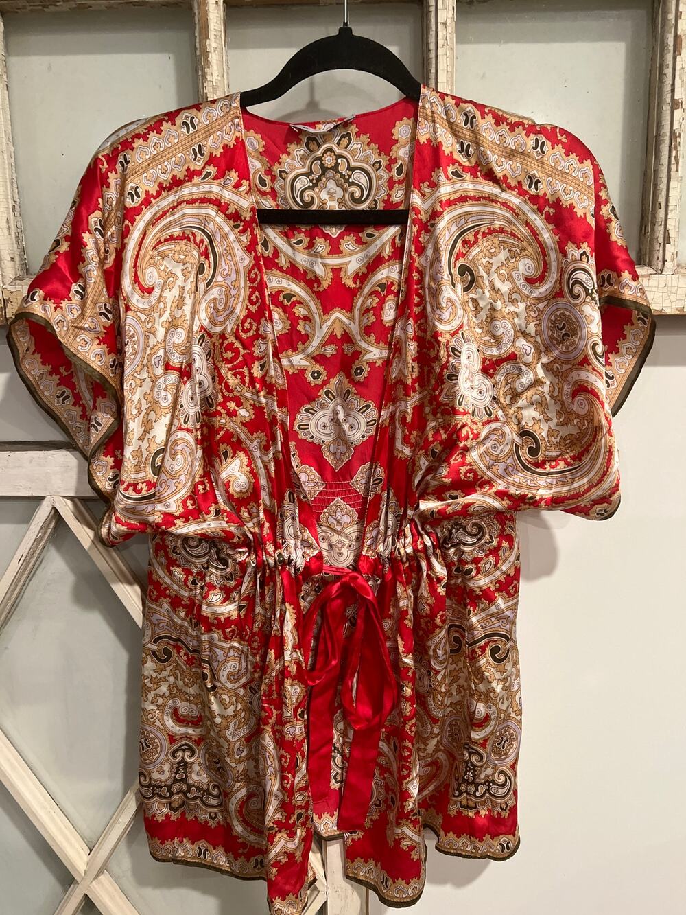 Cabi size small silk kimono cardigan top
